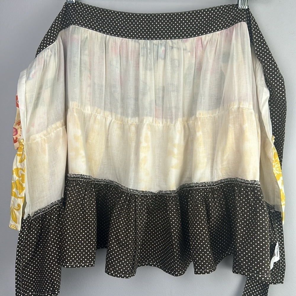 NWOT Vintage Pier 1 Bohemian Ruffle Tiered Apron Colorful Art to Wear OS Tie Bow - Picture 14 of 16
